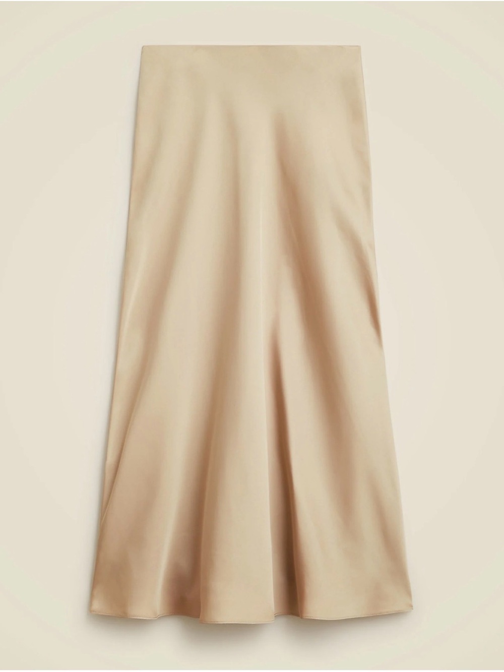 NWT J Crew Satin A-Line Midi Skirt in Beige/Champagne size XXL